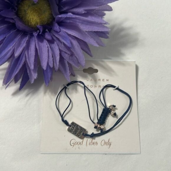 Lauren Conrad Good Vibes Only Adjustable Navy Cord Bracelet - Picture 3 of 3